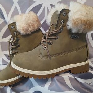 Lugz Women's Khaki Lace-Up Winter Boots with Faux Fur